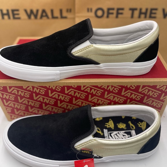 Vans Men’s Slip-On Pro(Shake Junt) Black/Gold Sneakers VN0A347V13L